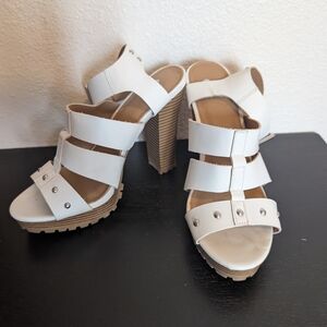 White Strappy Women's Heeled Sandals